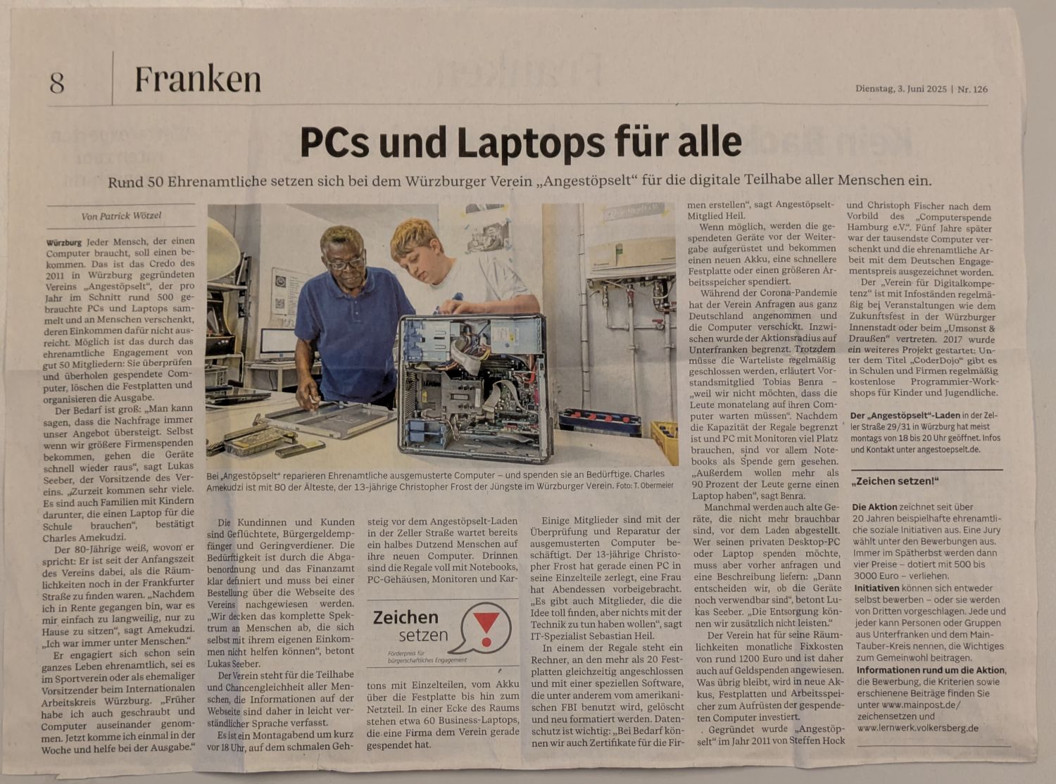 Foto des Main-Post Artikels mit dem Titel "PCs und Laptops für alle".